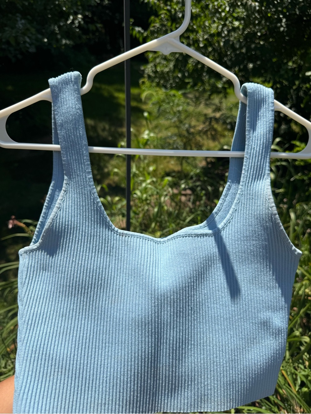 Glassons Light Blue Ribbed Tank Crop Top